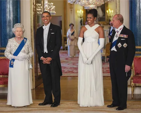 Queen Elizabeth II hosts the Obamas in 2011 at a Buckingham Palace state dinner [Getty]