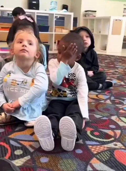 Lil bro did the yawn and stretch move!