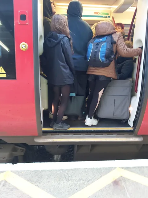 You arrive 10 mins early for your train, the train gets cancelled, the next train is 25 mins away, and it arrives 15 mins late, and when the doors open you see this .......