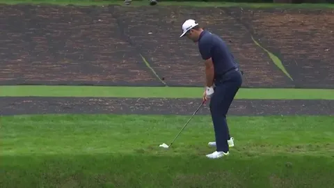 Jon Rahm skips the ball across the pond for the hole-in-one!