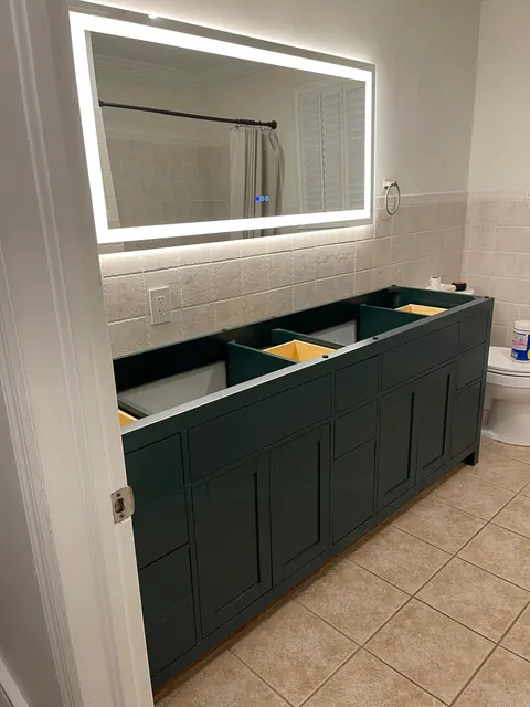Upgraded bathroom from single to double vanity