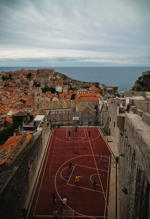 Walking the city walls above Dubrovnik, Croatia