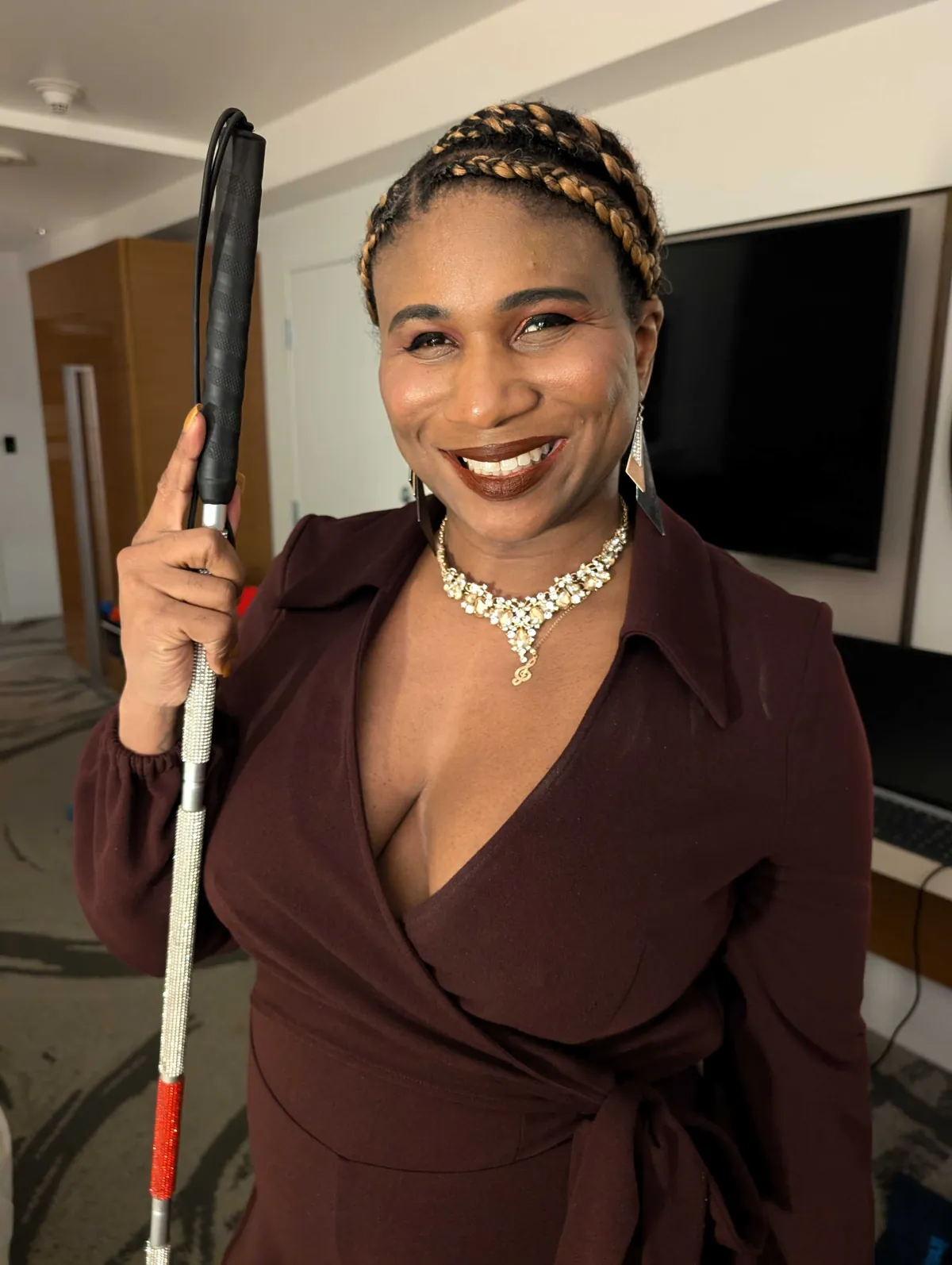 My SO is blind and I do her makeup, we were at the AdColor Conference and she unexpectedly won the Innovator award! I'm afraid it was a little demure, but she was beaming regardless ♥