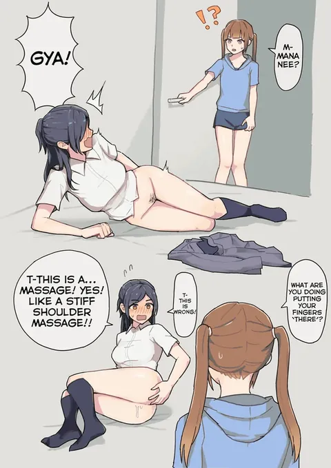 Catching your sis "massaging" herself