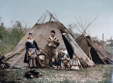 A family of Sami people in 1900 in the Norwegian county of Nordland