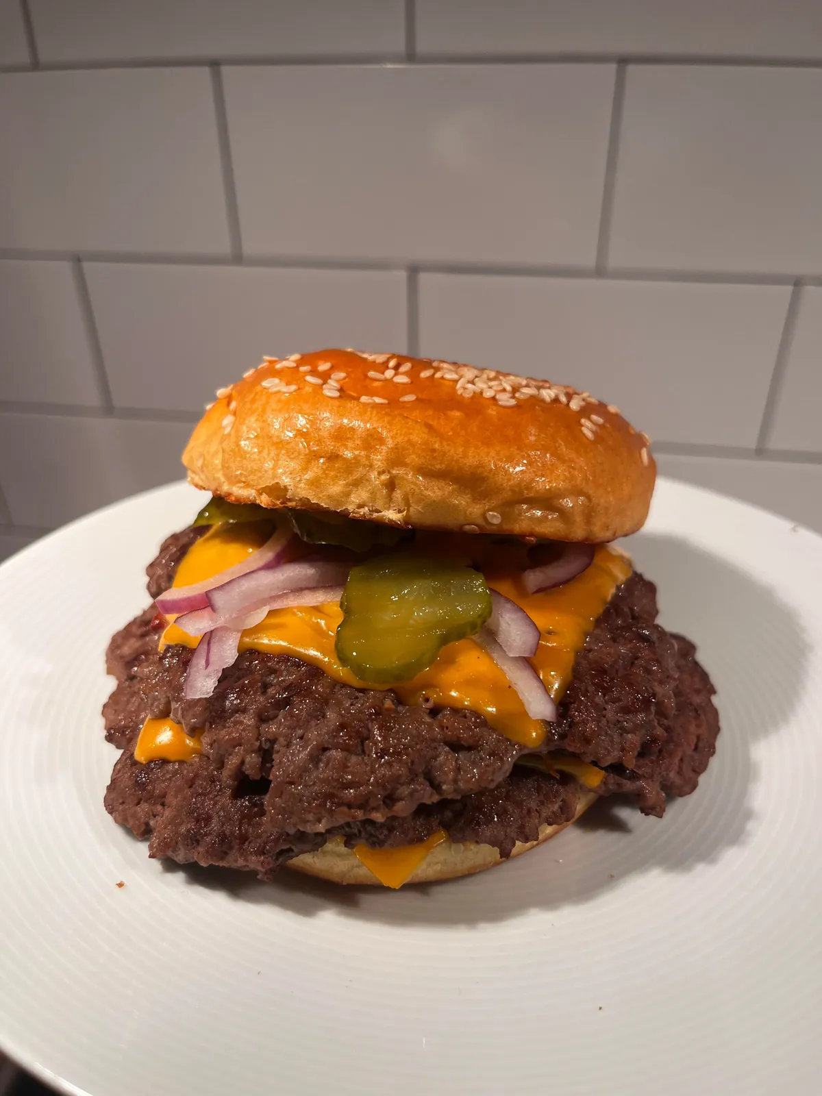 [homemade] double cheeseburger with bacon