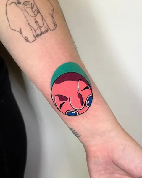 Jigglypuff seen from above,  tattoo done by me on a client