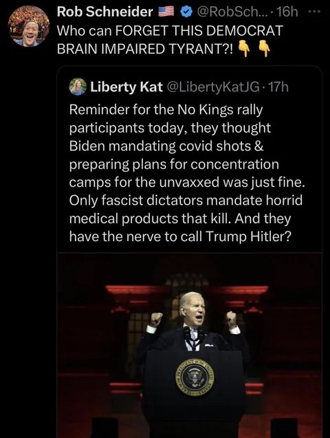 Rob Schneider has completely lost his freakin’ mind!