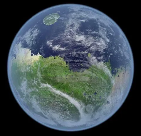 This would be Mars, if it still had a magnetic field, atmosphere and water