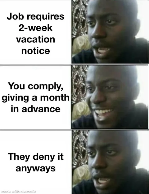 Thanks scheduler. Fuck you too.