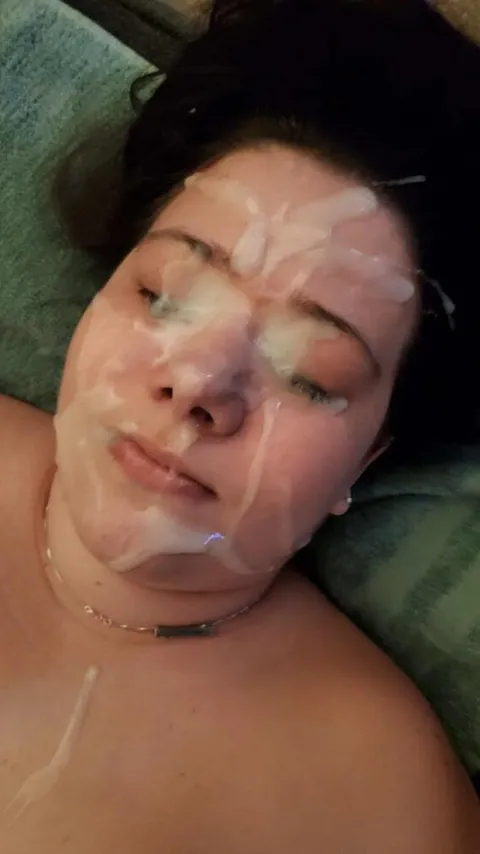 Absolutely painted her face with my cum