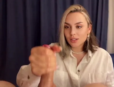 She's just waiting for the final result of her handjob.