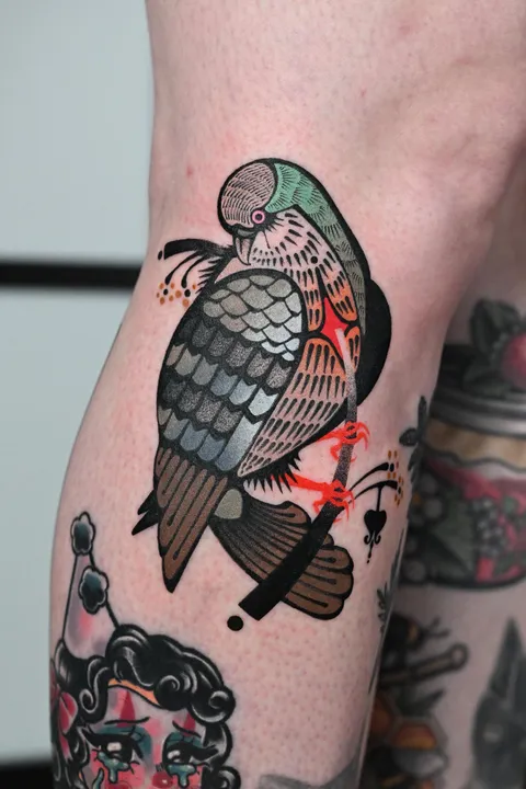 Stabbed pigeon by me, Max Murphy at Living Lore Tattoo in Ellicott City, MD