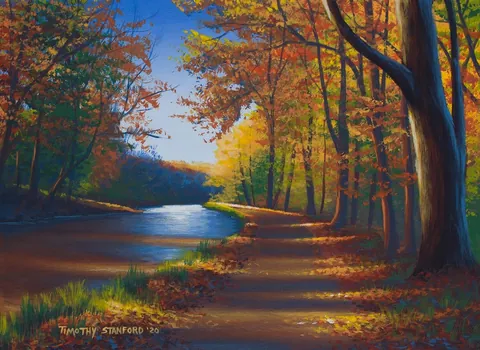 Fall Path - (1. Pixel Art - 2. Acrylic Painting - 3. Reference Photo)