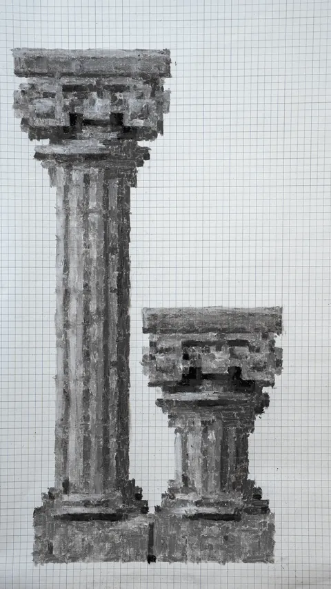 Some charcoal pixelart on graph paper