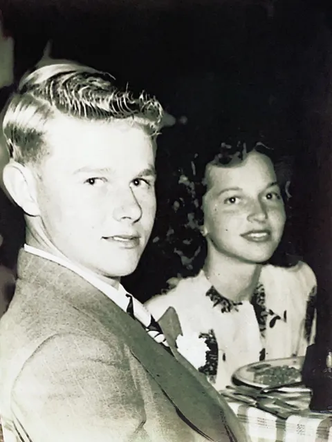 My great grandparents, together since high school. This was about 1945, she passed away last year.