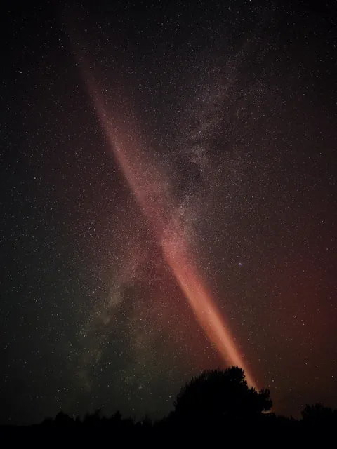 The other day I caught the Milky Way and the phenomenon STEVE in the same shot. X marks the spot.