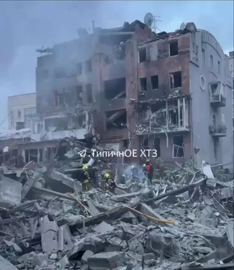 Kharkiv city center has been hit by two Iskander ballistic missiles, collapsing a residential bulding