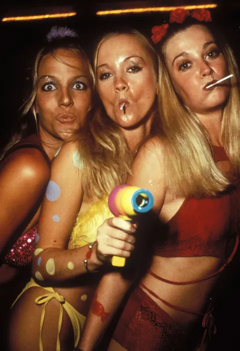 British raver girls partying in Ibiza, 1999