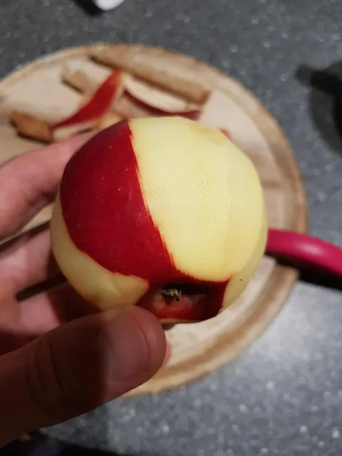 The apple's skin I cut looks like from a low-poly game