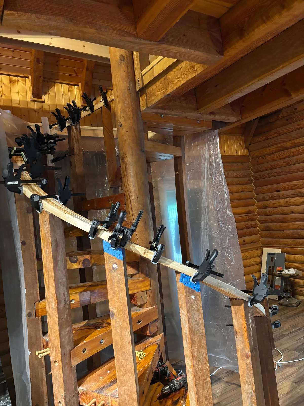 Made a spiral staircase railing for my cabin