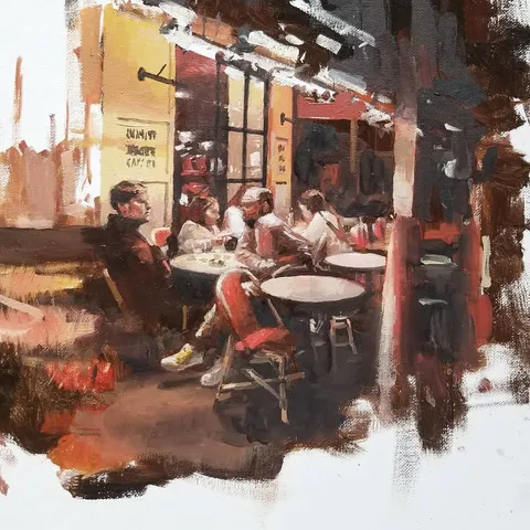 Comptoir Principal, Paris, France. Huile sur toile. Par moi.
