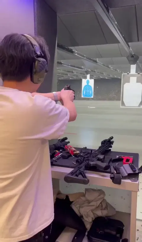 Spent casing bounces off wall and hits primer on table