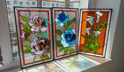 my flower collection, stained glass, by me u/mojoartglass, 2025