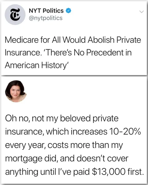 Oh no, not my beloved private insurance that doesn't cover anything