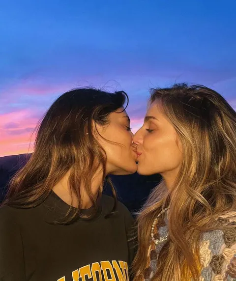 Cute couple sharing a kiss 