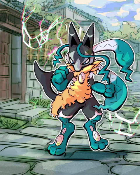 [OC] I drew a Mega Lucario Showdown