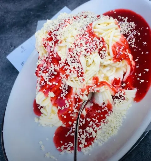 In some German ice cream parlors they serve ice cream that looks like spaghetti.