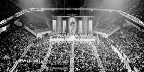 A Nazi rally organized by the German American Bund at Madison Square Garden NYC (1939)
