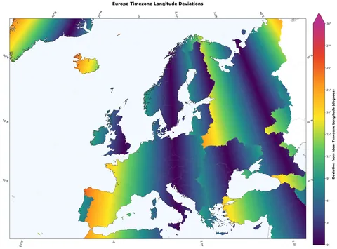 Timezone-Longtitude deviations