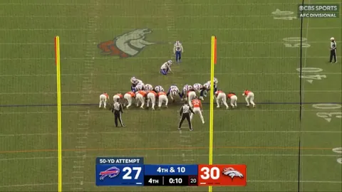 [Highlight] BUF vs DEN - Matt Prater 50 yard FG to tie the game