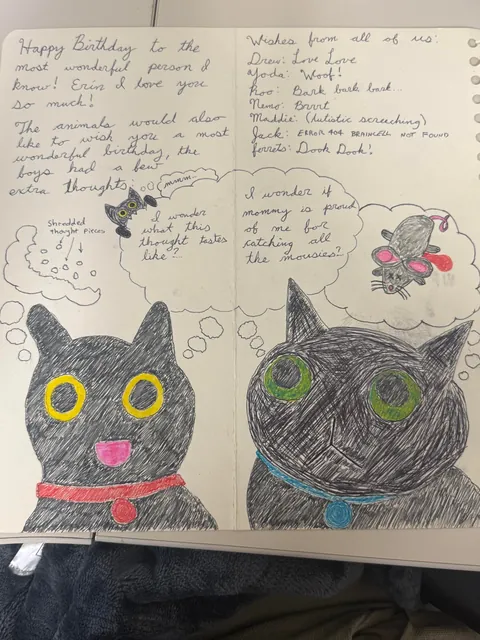 A birthday card from my husband I received this year. I treasure his homemade cards more than anything else but this homage to me and the voids was the ultimate gift.