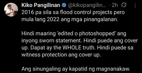 Kiko Pangilinan's post today on X.
