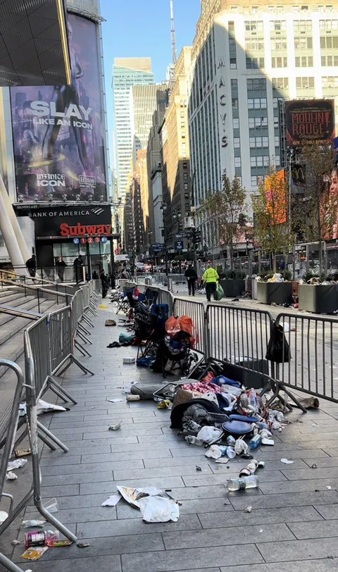 Trash left by MSG Trump rally goers in NYC