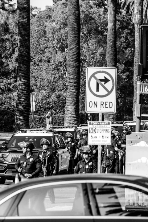 protest outside the LA mayor’s house criticized her compliance with ICE; LAPD came in droves [OC]