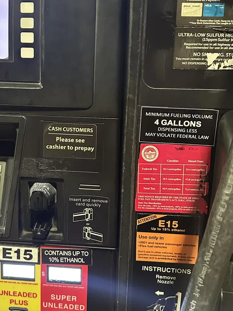 Gas station in Ohio, 4 gal minimum “law”