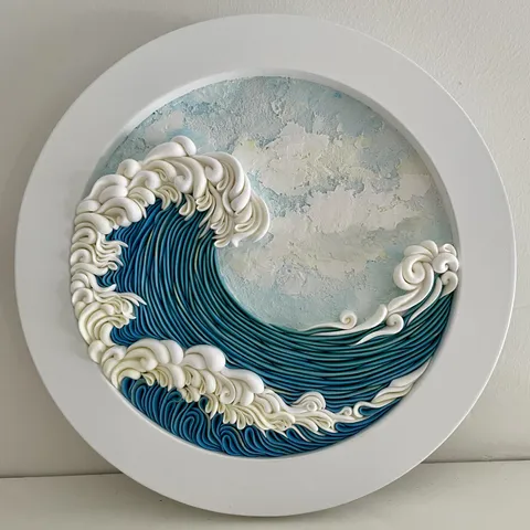 Turquoise wave, me (liskaflower), air-dry clay, 2024
