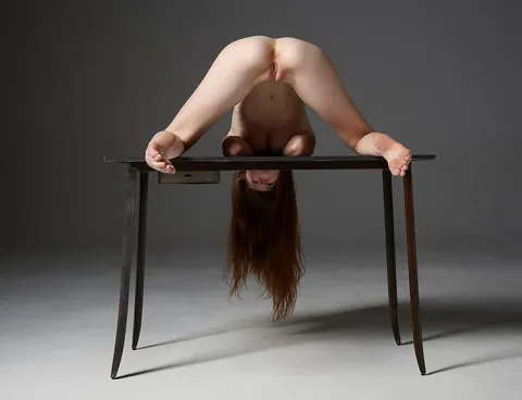 Emily posing with a table