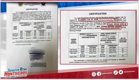 Senator Risa Hontiveros exposes local businessman Joseph Sy as a Chinese national named Chen Zhong Zhen, who is allegedly involved in foreign interference activities