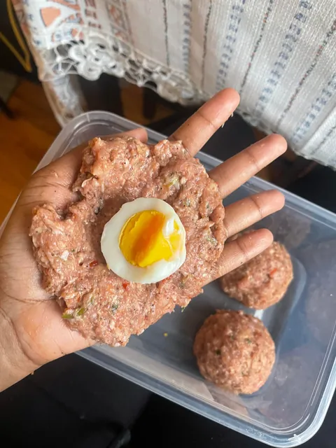 [homemade] pasta and meatballs with hard boiled eggs inside