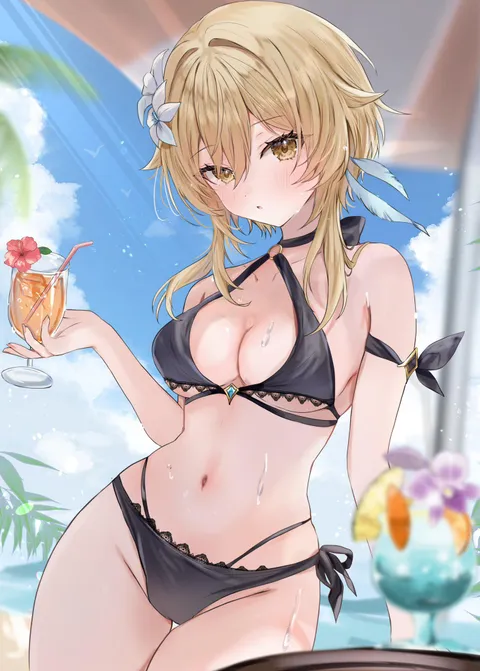 Lumine at the Beach [Genshin Impact]