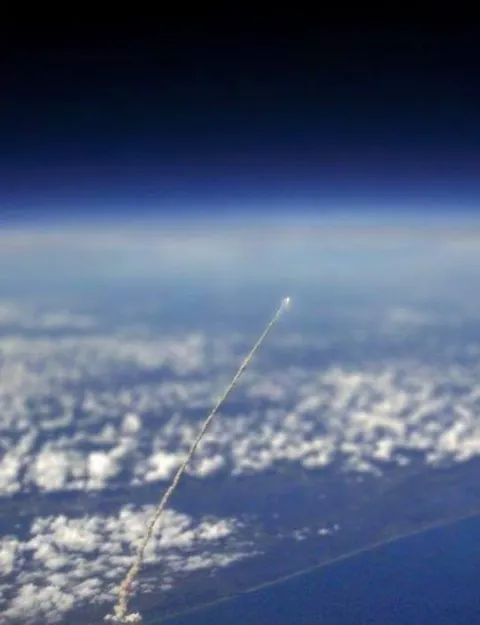 Space Shuttle seen taking off from Space