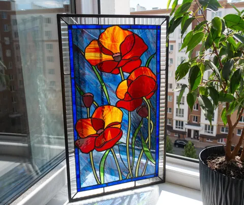 my flower collection, stained glass, by me u/mojoartglass, 2025