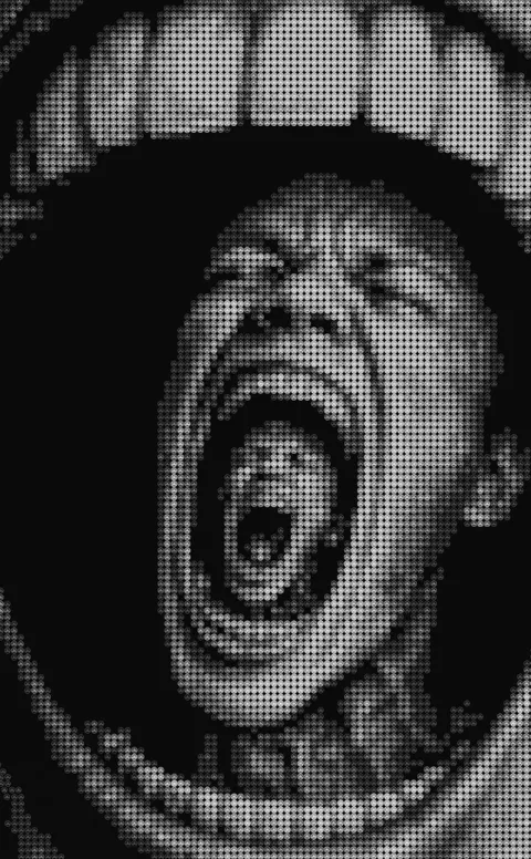 The scream I never post, nd5art (me), one stamp applied over 10000 times on canvas, 2025