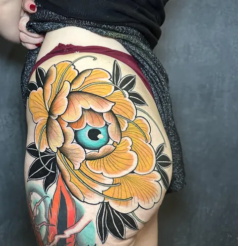 Peony by Chad Moore at Green Ghost Tattoo,  Charlotte NC