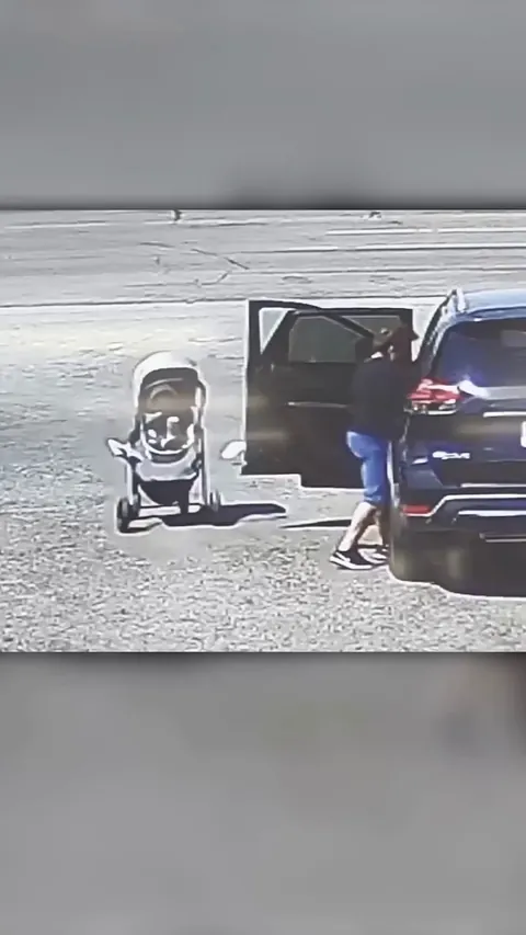 Good samaritan rescues baby in stroller from rolling into busy street